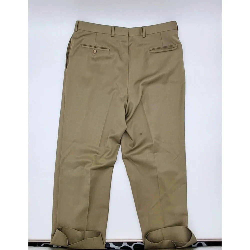 Vintage Corbin Pleated Dress Pants Men's 36x30 Olive USA Union Made